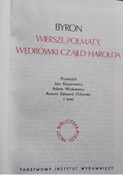 Wiersze , Poematy,Wędrówki Czajld Harolda