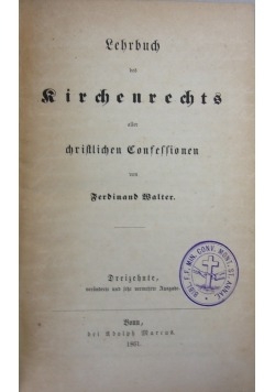 Lehrbuch des Kirchenrechts aller christlichen Konfessionen 1861 r.