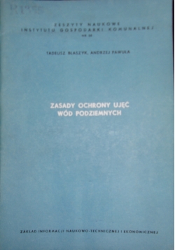 Zasady ochrony ujęć  wód podziemnych