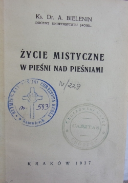 Życie mistyczne w pieśni nad pieśniami, 1937r.
