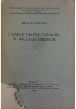 Finanse miasta Poznania w wiekach średnich, 1937 r.