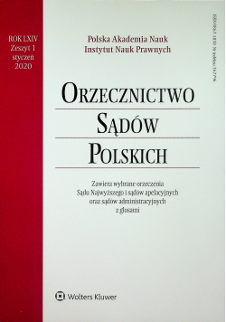 Orzecznictwo Sądów Polskich Rok LXIV Zeszyt 1