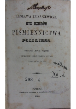 Rys dziejów piśmiennictwa polskiego, 1860 r.