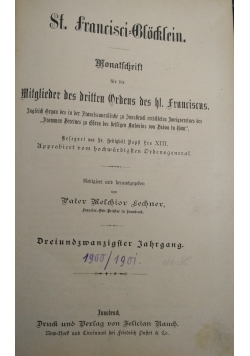 St. Francisci Blocklein. Monatschrift fur die Mitglieder des dritten Ordens des hl. Franciscus, 1900 r.