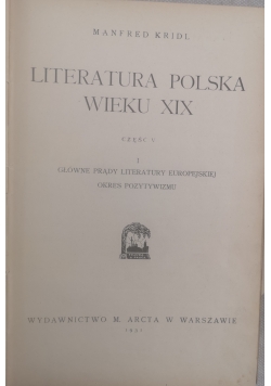 Literatura Polska wieku XIX część V, 1931 r.