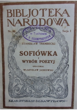 Sofiówka i wybór poezyj, 1925r.