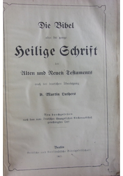 Die Bibel oder die ganze heilige Schrift ,1923r.