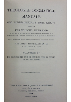 Theologiae Dogmaticae Manuale ,1946r.