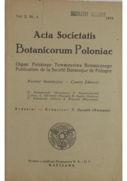 Acta Societatis Botanicorum Poloniae,  vol. X, nr. 4, 1933r.