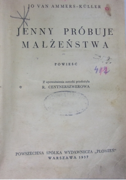 Jenny próbuje małżeństwa, 1937 r.