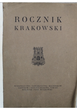 Rocznik krakowski Tom XXI 1927 r.