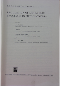 Regulation of metabolic processes in  mitochondria