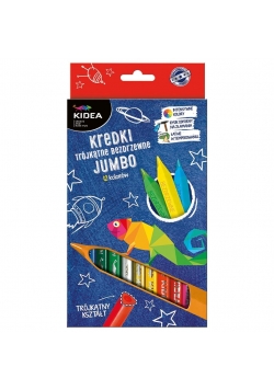 Kredki trójkątne bezdrzewne 12 kolorów Jumbo KIDEA