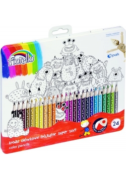 Kredki Fiorello Super Soft 24 kolory metalowe pudełko