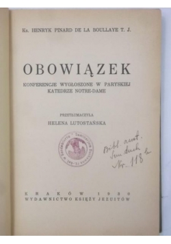 Obowiązek, 1930 r.