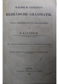 Wilhelm Gesenius Hebraische Grammatik 1885 r.