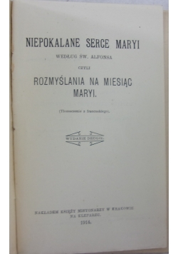 Niepokalane serce Maryi, 1914 r.