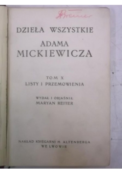 Mickiewicz Adam - Dzieła wszystkie, Tom X, 1900 r.