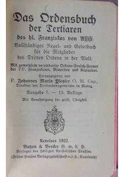 Des Ordensbuch der Tertiaren, 1922 r.