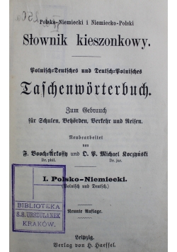 Słownik kieszonkowy Polsko Niemiecki Niemiecko Polski 1890 r