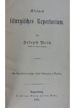 Kleines liturgisches Repertorium, 1881 r.