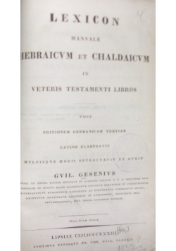 Lexicon Manvale hebraicvm et Chaldaicvm,1833r.