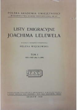 Listy emigracyjne Joachima Lelewela. Tom I, 1948 r.
