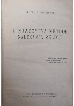 O nowożytną metodę nauczania religji, 1919 r.