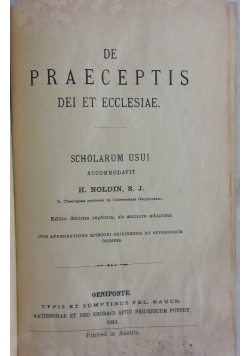 De Praeceptis dei et ecclesiae, 1924r.