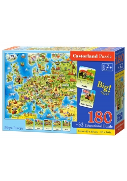 Puzzle Mapa Europy 180 + 32 Quiz
