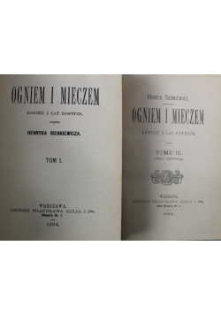 Ogniem i mieczem 4 tomy Reprint z 1884 r