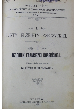 Listy Elżbiety Rzeczyckiej Tom II Dziennik Franciszki Krasińskiej 1898 r.