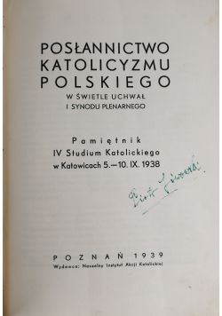 Posłannictwo katolicyzmu polskiego, 1939 r.