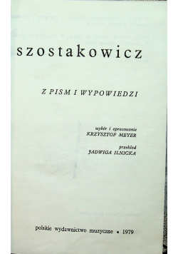 Szostakowicz Z pism i wypowiedzi