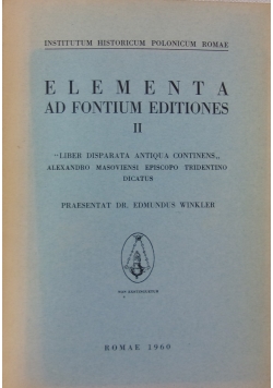 Elementa ad fontium editiones II