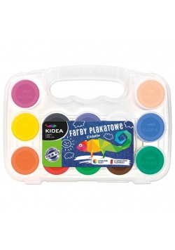 Farby plakatowe 12 kolorów x 20ml w etui KIDEA