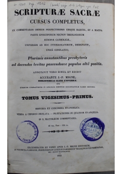 Scripturae sacrae cursus completus Tomus Vigesimus Primus 1853 r