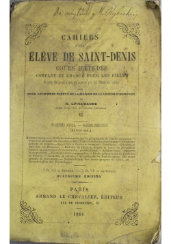 Cahiers dune Eleve de Saint Denis 1866 r.