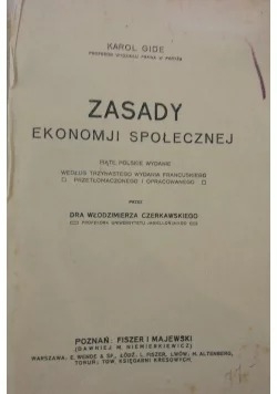 Zasady ekonomji społecznej, 1921r.