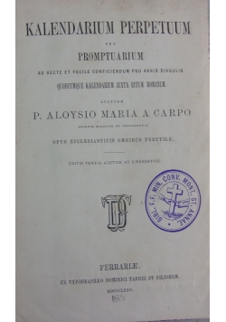 Kalendarium perpatuum, 1875r.