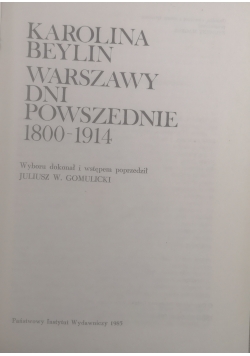 Warszawy dni powszednie 1800 - 1914