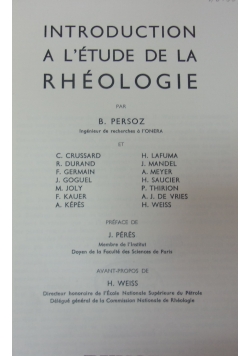Introduction a l'etude de la rheologie