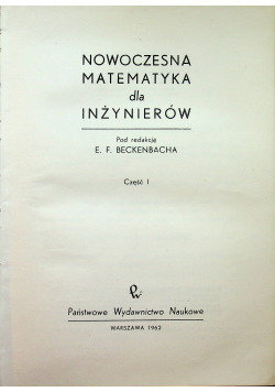 Nowoczesna matematyka dla inżynierów część I