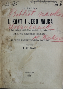 I Kant i jego nauka 1902 r.
