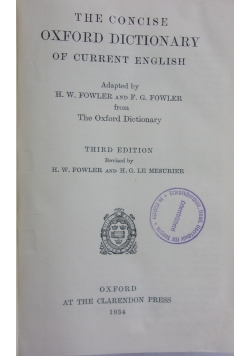 The concise Oxford dictionary of current english, 1934 r.
