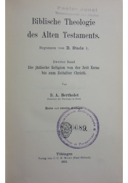 Biblische Theologie des Alten Testaments, 1911 r.
