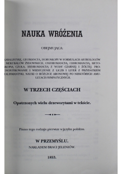 Nauka wróżenia Reprint z 1853
