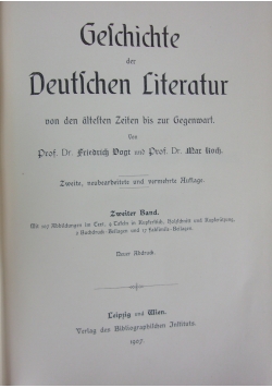 Geschichte der Deutschen Literatur, 1907r.