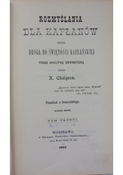 Rozmyślania dla kapłanów, tom III, 1893 r.