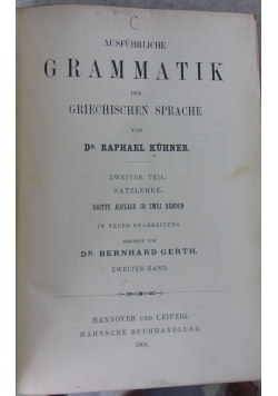 Grammatik der griechischen sprache, 1904 r.